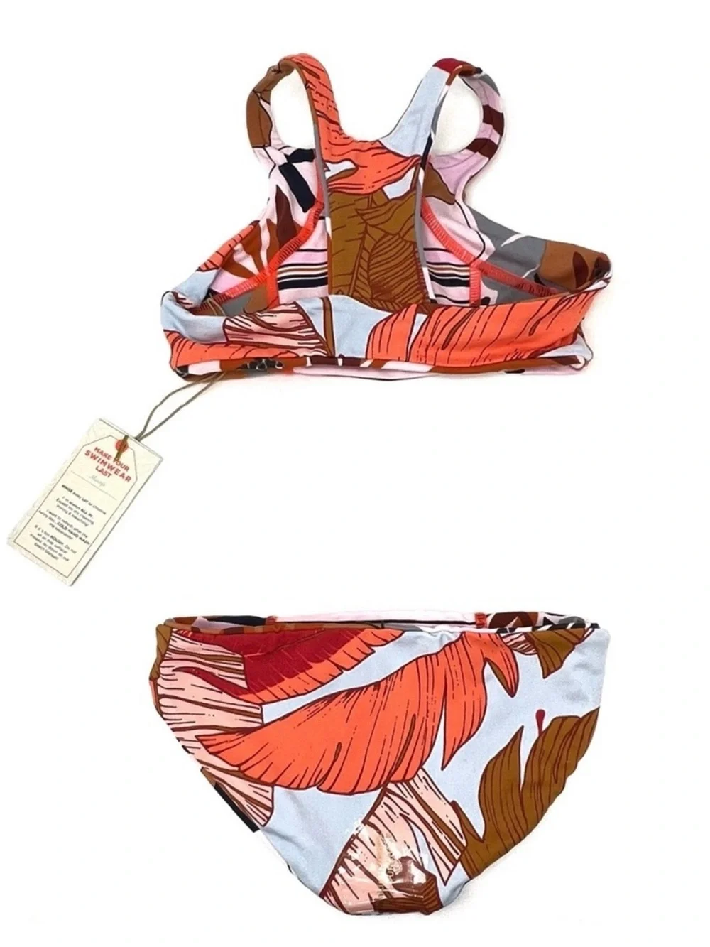Maaji Girls Reversible Tankini Size 4 Racerback Bikini Tropical Stripes NWT